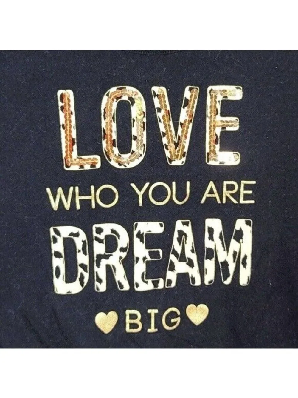 Children's Place Girls Sequin Top Black Large 10 12 Love Who You Are Dream Big